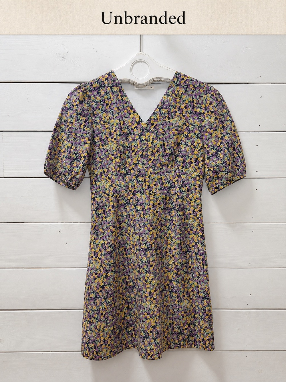 Unbranded Floral Mini Dress Purple Yellow Size M